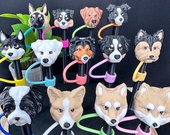 3D Printed Dog Breed Stanley Straw Topper: Unique Drinkware Accessory