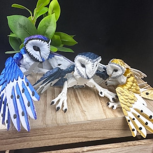 3D Printed Articulating Barn Owl: Custom Colors & Sizes