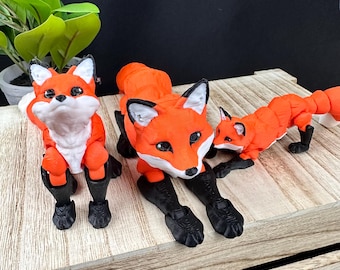 Articulating Red Fox Fidget Toy – Posable 3D Printed Animal, Custom Sizes