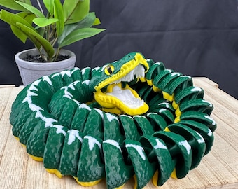 Boa articulé arbre émeraude imprimé en 3D : serpent réaliste de 36 po. - Jouet imprimé en 3D