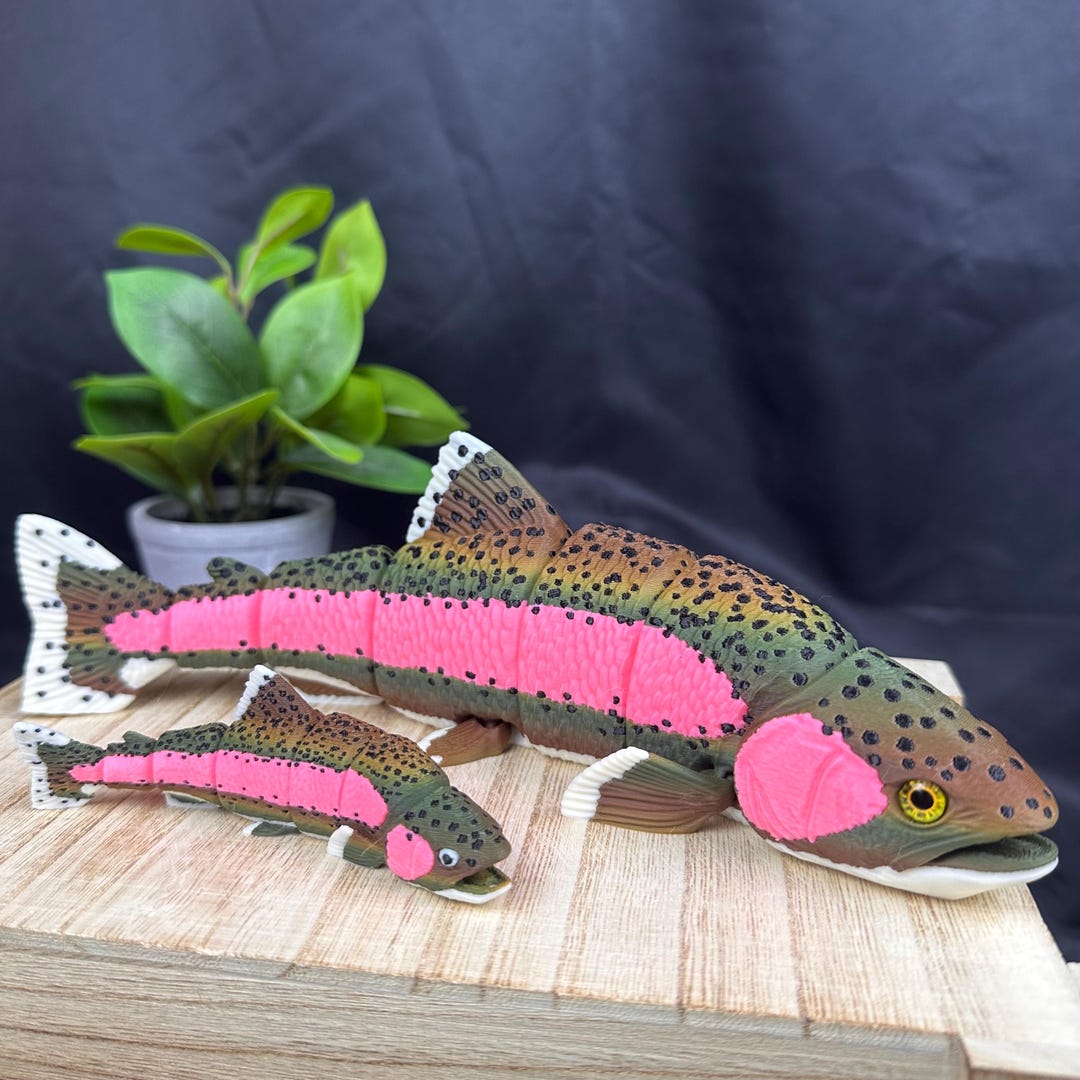 DRT K9 キーホルダー Rainbow Trout 3D Printed Rainbow Trout – Articulating Realistic Fish, Keychain