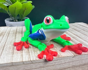3D Printed Red-Eyed Tree Frog – Articulating Animal Figurine - 3D Printed Toy