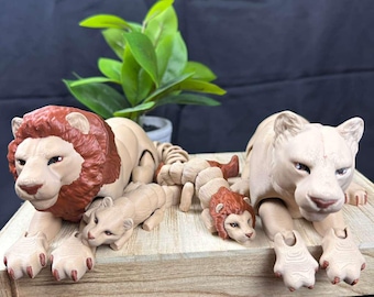 3D Printed Lions – Articulating Lion, Lioness & Cub Figures