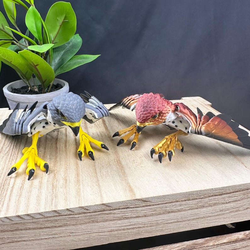 3D Printed Articulating Peregrine Falcon - Wings and Talons Articulate - Custom Colors - 3D Printed Toy image 1