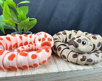 3D Printed Flexi Hognose Snake: Realistic Reptile Decor - Customizable - 3D Printed Toy
