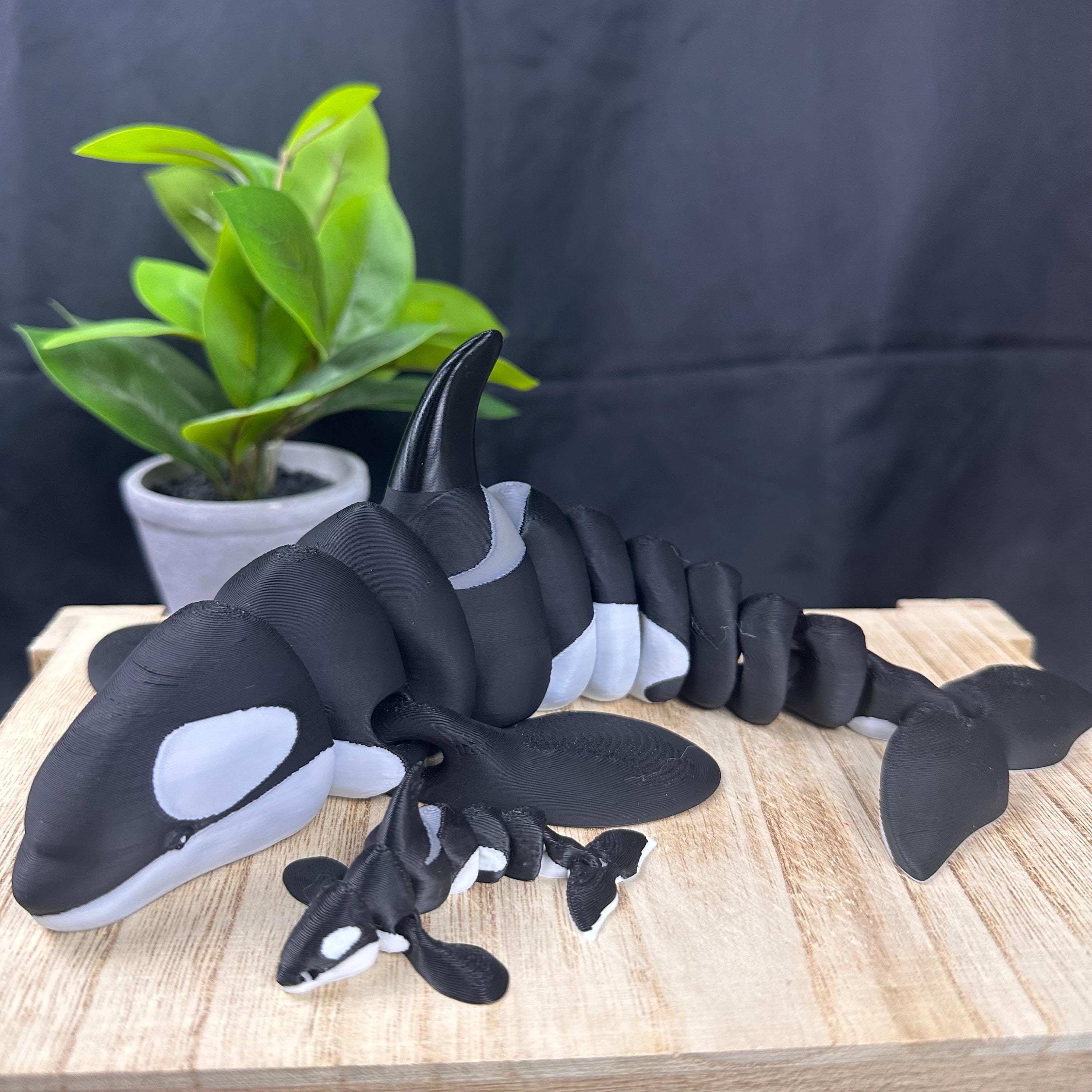 3D Printed Articulating Orca - Flexi Killer Whale - Large +