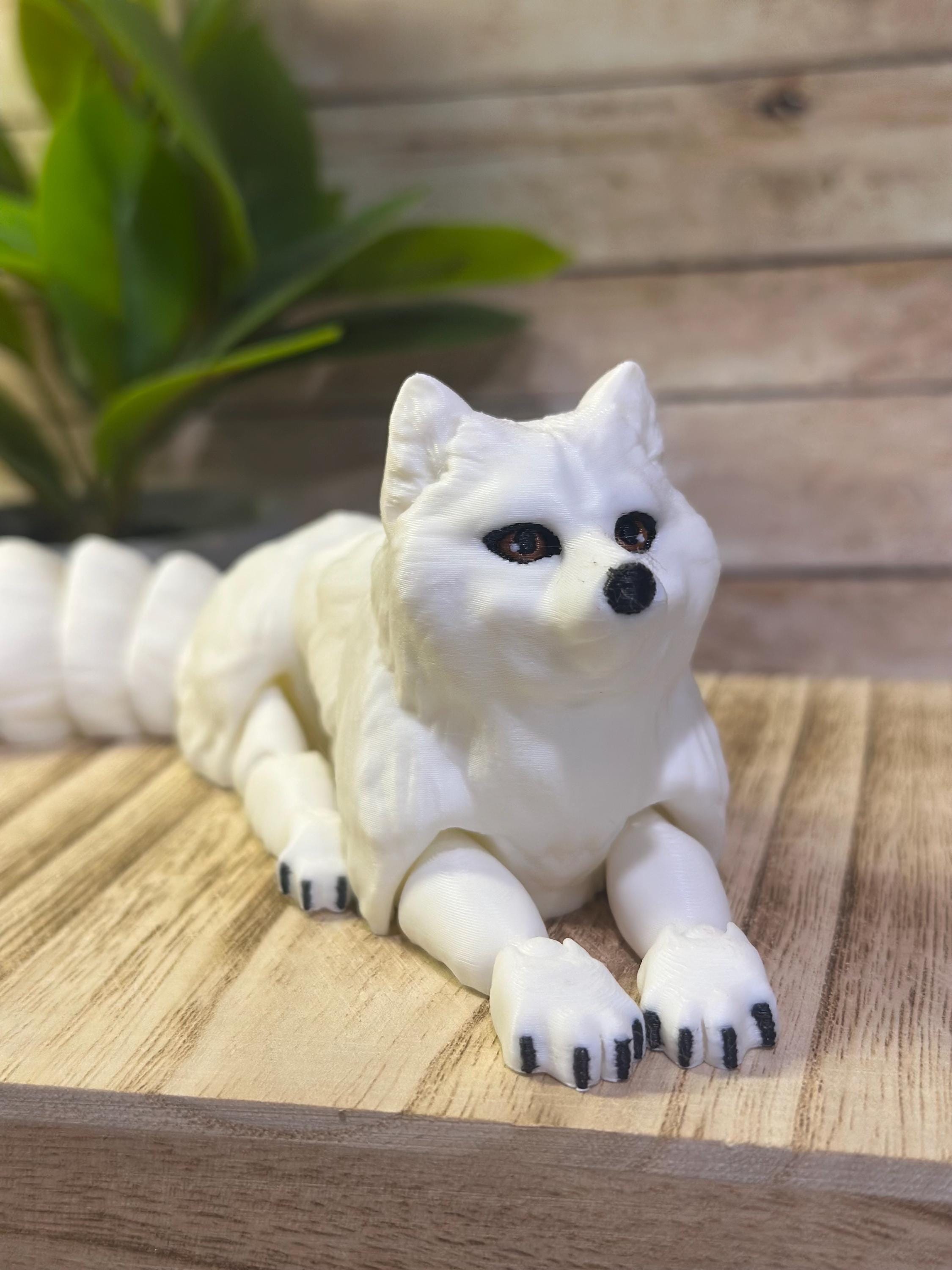 3D Printed Articulating Arctic Fox - Poseable Figurine - Custom