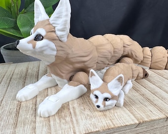 3D Printed Fennec Fox – Articulating Wildlife Figure, Keychain Option