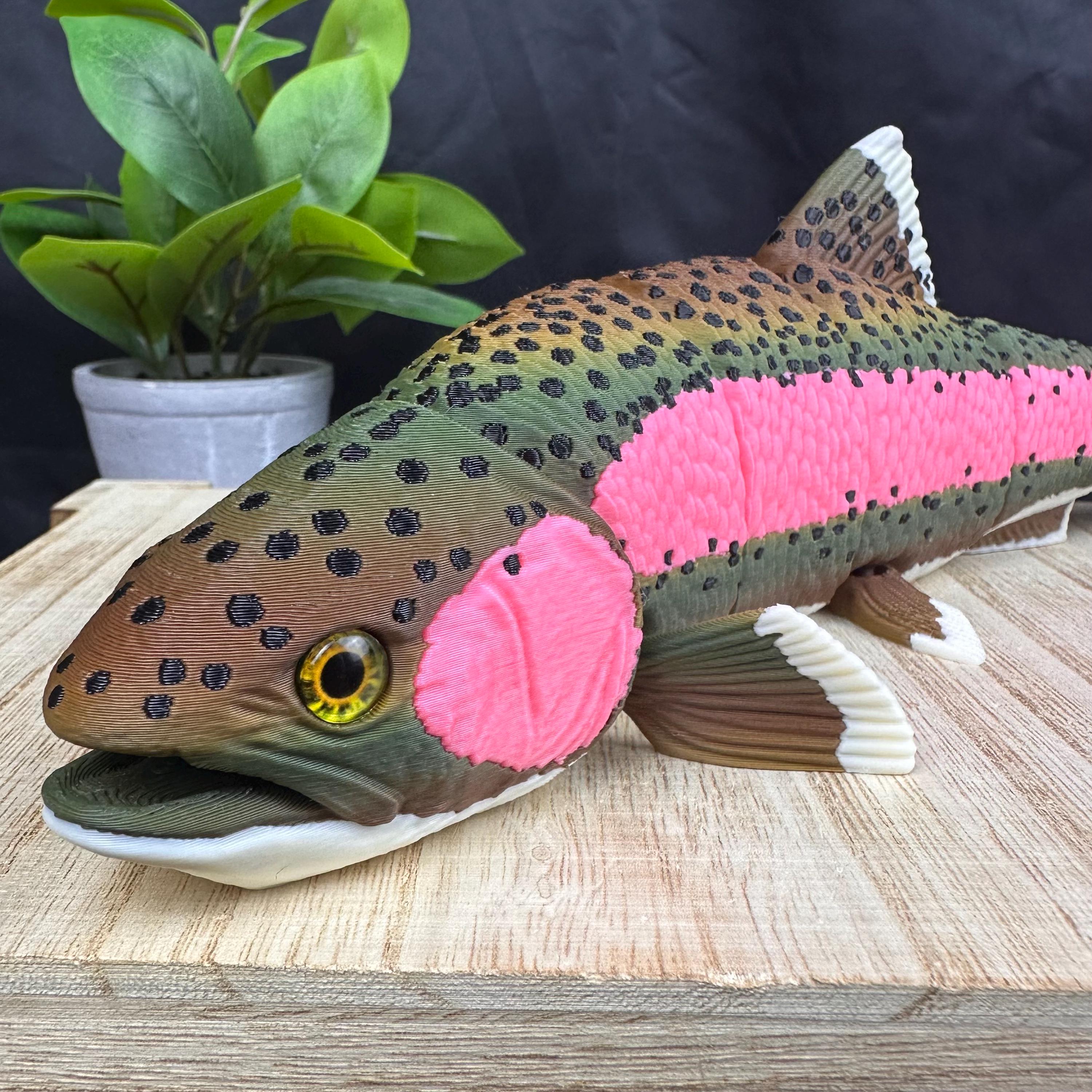 3D Printed Rainbow Trout – Articulating Realistic Fish, Keychain