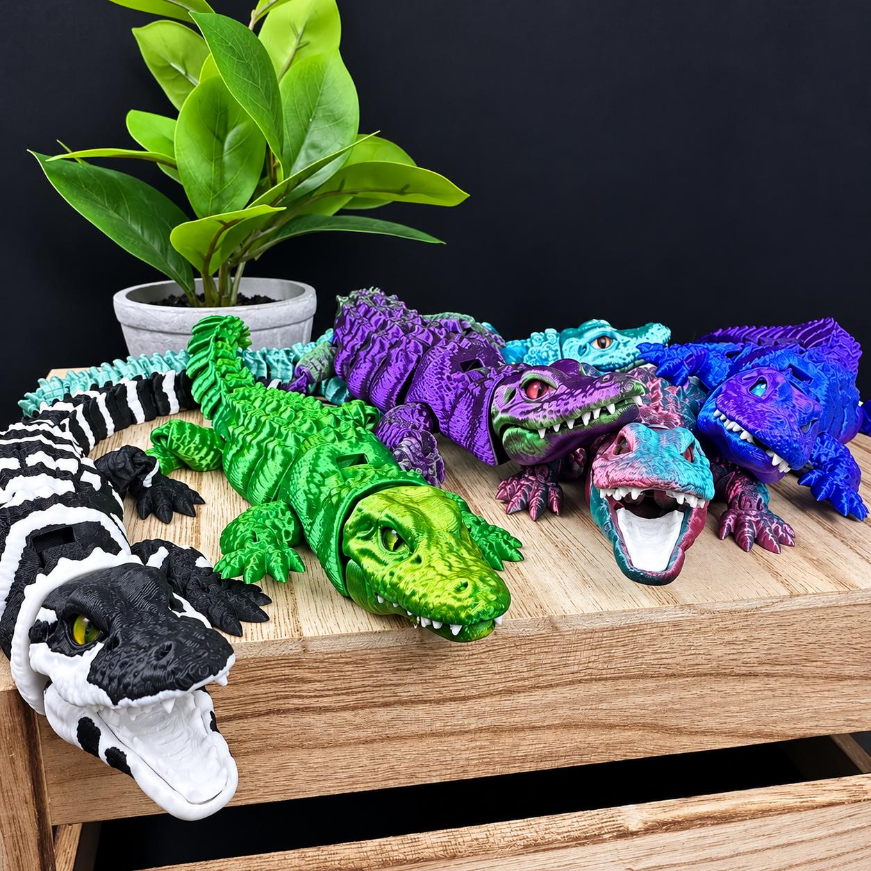 Realistic 3D Printed Alligator – Articulated Reptile Figurine With