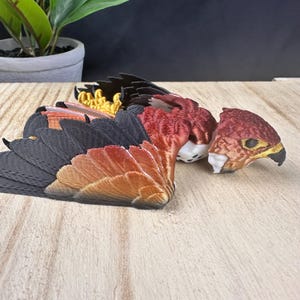 3D Printed Articulating Peregrine Falcon - Wings and Talons Articulate - Custom Colors - 3D Printed Toy image 3