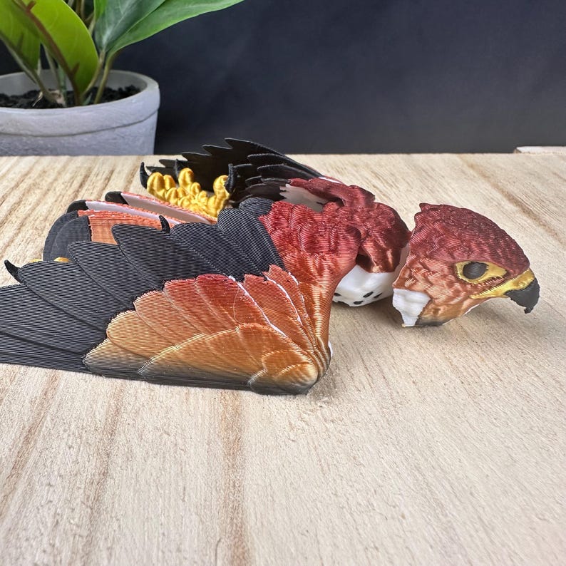 3D Printed Articulating Peregrine Falcon - Wings and Talons Articulate - Custom Colors - 3D Printed Toy image 3