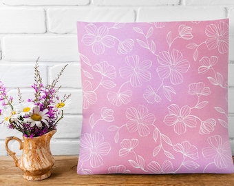 Floral Pink Throw Pillow: Preppy Home Decor (14” x 14”)