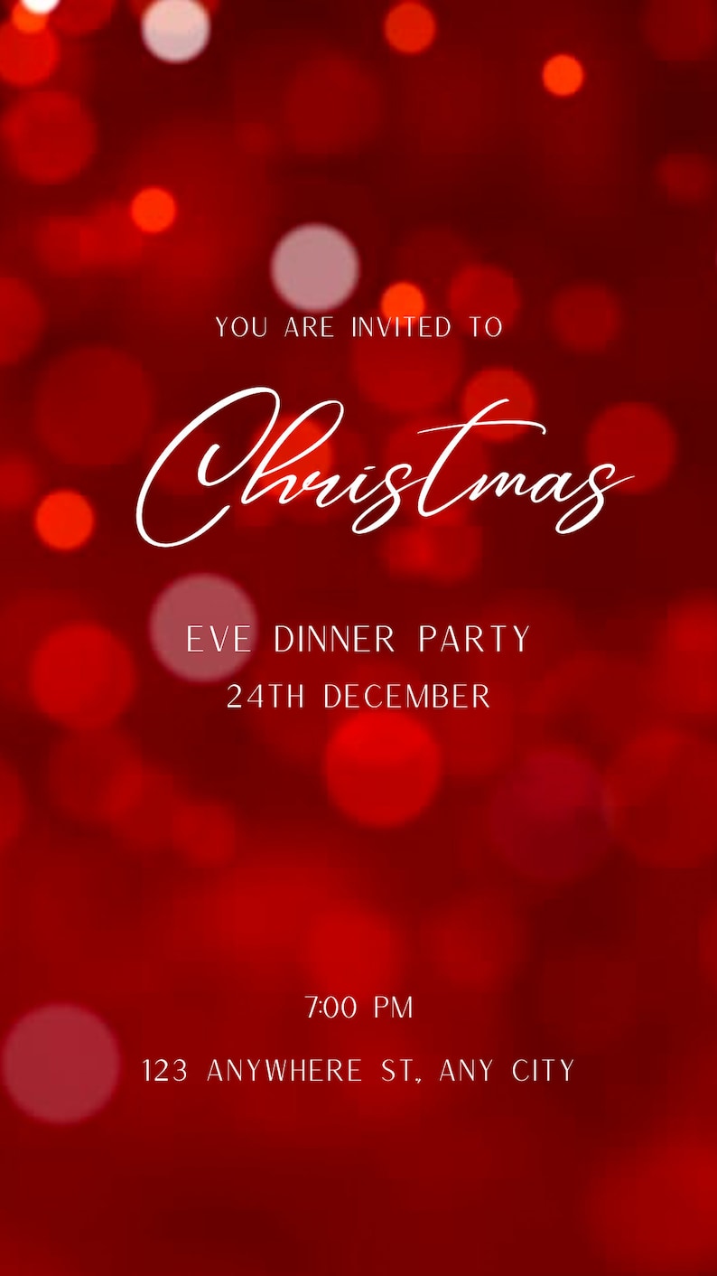 Digital Christmas Party Invitation, Template, Editable Video Invite