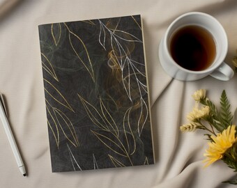 Floral Dream Journal: Black Matte Hardcover Notebook