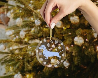 Dachshund Ornament for Christmas Tree Decor, Weiner Dog Christmas Gift, Dog Themed Ornament, Glass Dachshund Ornamanet, Sausage Dog Gift.