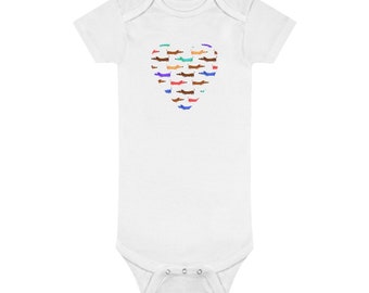 Dachshund Heart Organic Cotton Baby Onesie