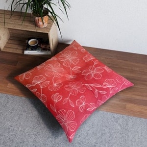 Large Floor Cushion Seating with Floral Design Floor Pillow for Floor Seating.