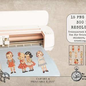 Playtime Pastimes, Baby Girls Digital Printable collage sheet retro dolls, dolly dingle, scrapbooking printable image, Digital, Junk Journal image 6