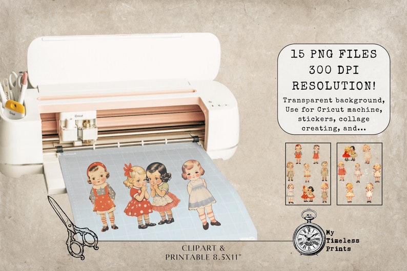 Playtime Pastimes, Baby Girls Digital Printable collage sheet retro dolls, dolly dingle, scrapbooking printable image, Digital, Junk Journal image 6