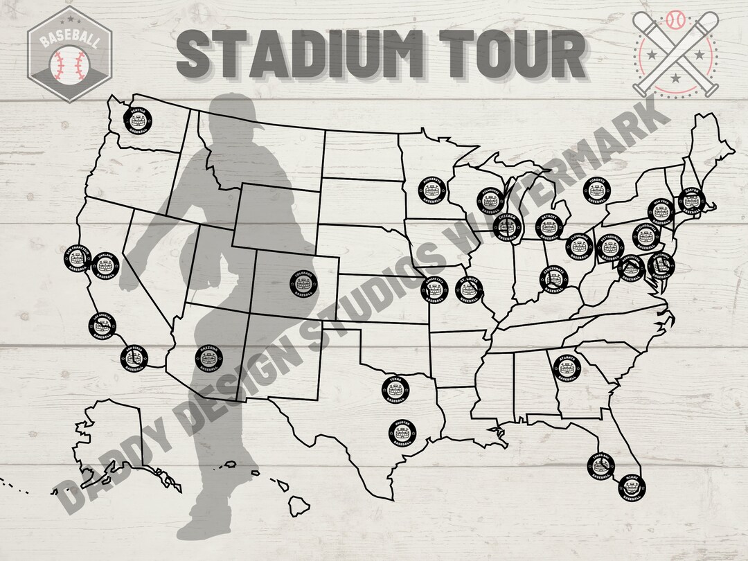 Pro Baseball Stadium Tour Map Etsy