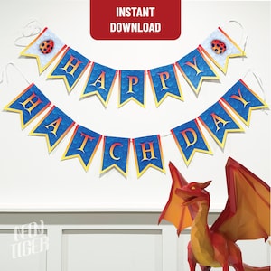 Wings of Fire &quot;Happy Hatch Day&quot; Printable Birthday Party Banner - Instant Download (Dragon Birthday Party Decorations)