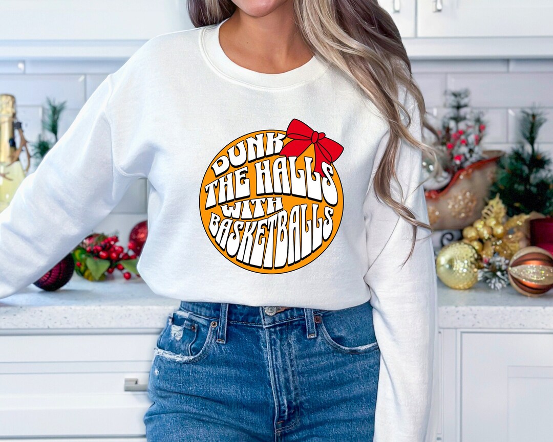 Dunk the Halls Christmas Sweater, Basketball Christmas Crewneck