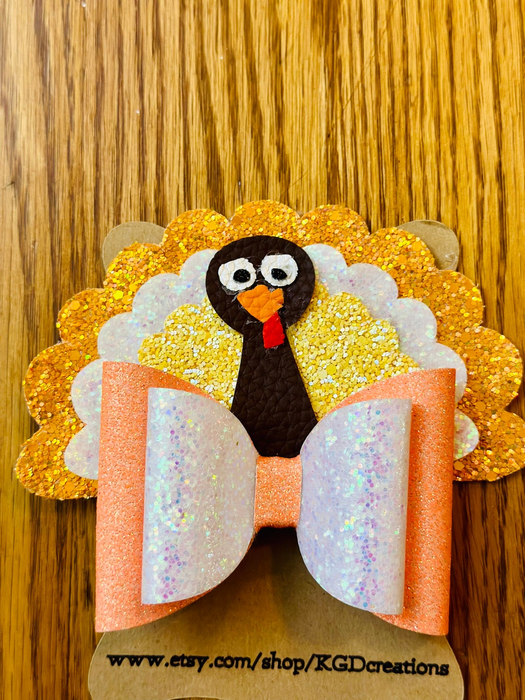 Layered Turkey Bow Thanksgiving Bow Hair Clip or Nylon Headband Faux