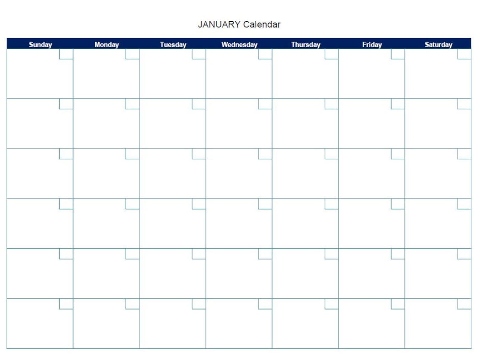12 Month Blank Digital Printable Calendar PDF Etsy