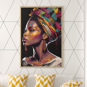Beautiful Black African Queen - Beautiful Art, 300 dpi, Digital print, Digital Download, Strong Black Woman, Wall Art