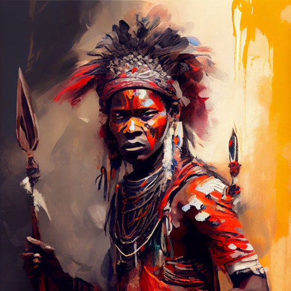 The Brave and Fearless Maasai Warrior -  Beautiful Art, Black Art, African Art, African History, Digital Print, Digital Download, Wall Art