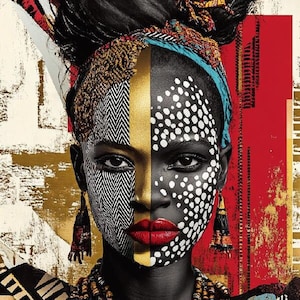 Tribal Elegance - Beautiful Art, African Culture, 300 dpi, Digital print, Digital Download, Strong Black Woman, Wall Art, Tribal, Elegance