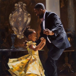 Daughter&#39;s First Dance: A Father&#39;s Cherished Memory - Beautiful art, First dance, Black family, Digital Download, Family Art, Wall Art, Dad