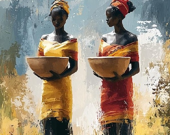 Arte murale sulla cultura africana, Sereni portatori di cultura (stampa digitale), Arte afroamericana, Decorazione murale nera (download digitale)
