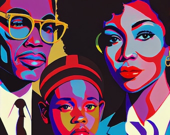 Forever Love: A Black Family - Beautiful art, Black family, Digital print, Digital Download, Family Art, Wall Art