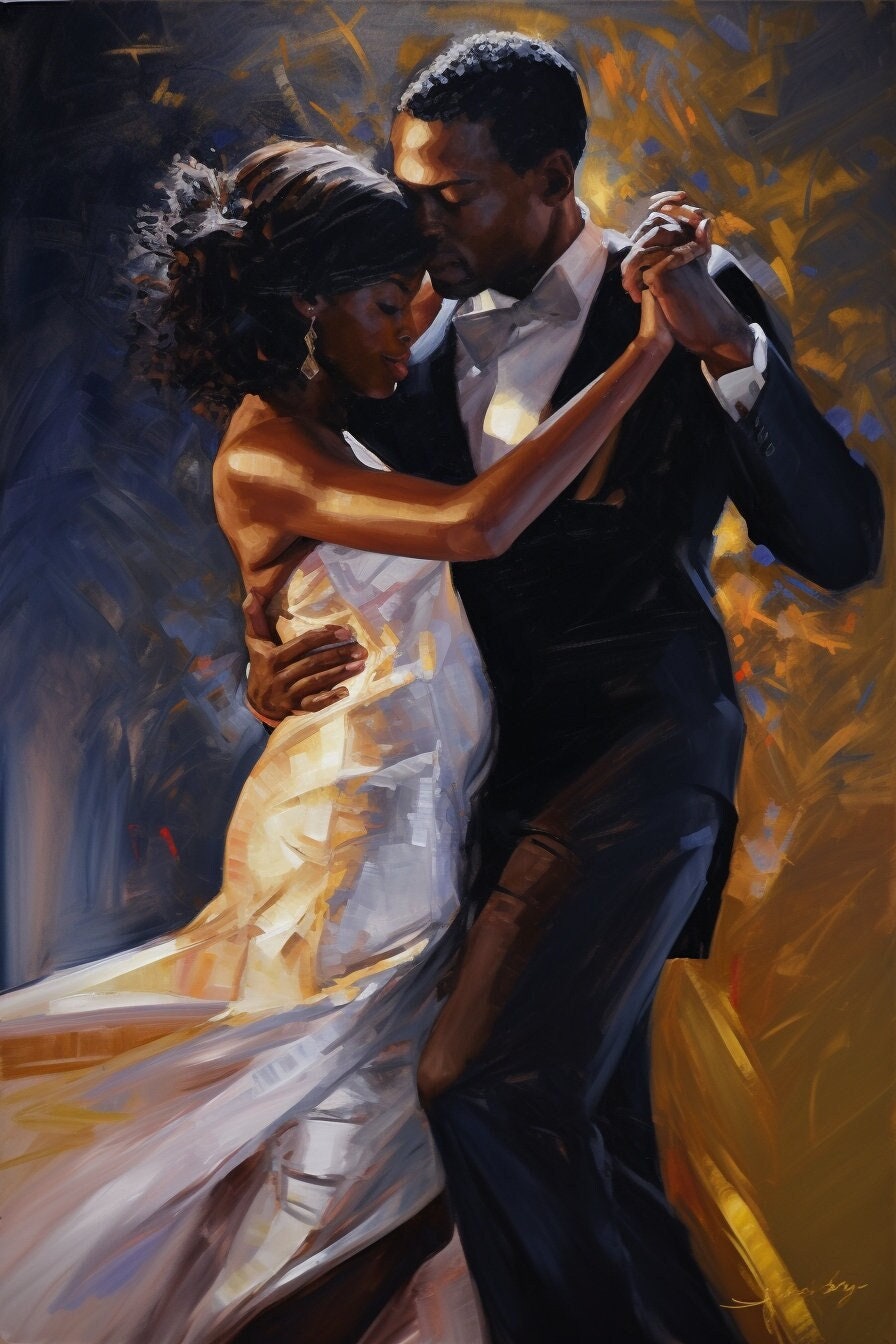 Lovers Dance: A Dance for Two Beautiful Art, Black Love, Digital Print ...