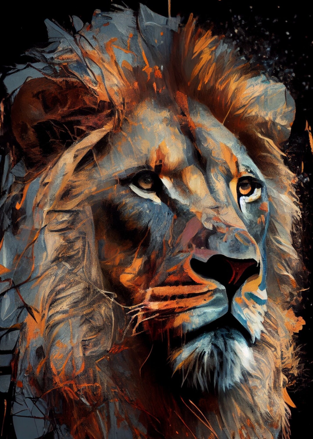 Wild and Colorful: A Majestic Lion's Beauty Captured in Paint - African