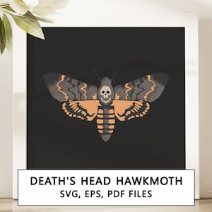 Totenkopf Schwärmer 3D Shadowbox SVG Cricut Projekt - Sofortiger digitaler Download