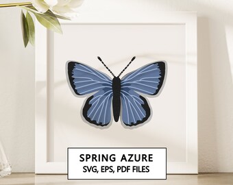 Printemps azur papillon Shadowbox SVG Cricut Project - téléchargement numérique instantané