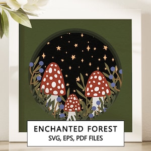 Enchanted Forest 3D Shadowbox SVG Cricut Project - Download digitale istantaneo