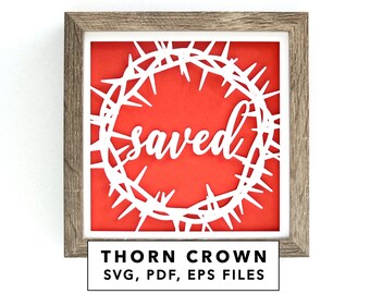 Thorn Crown Shadowbox 4 Layer SVG Cricut Project - Téléchargement numérique instantané