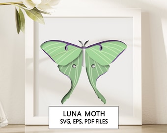 Luna Moth Shadowbox SVG Cricut Project - téléchargement numérique instantané