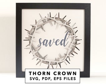 Thorn Crown Shadowbox 6 Layer SVG Cricut Project - Téléchargement numérique instantané