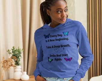 New Beginning Hooded long-sleeve tee