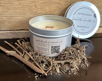 8oz Patchouli & Cedarwood Soy Candle | Essential Oils | Natural