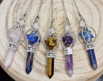 Crystal Pendulum | Intuition Tool | Natural Gemstone Points | Dowsing Divination Crystal | Spiritual | Wiccan | Gift