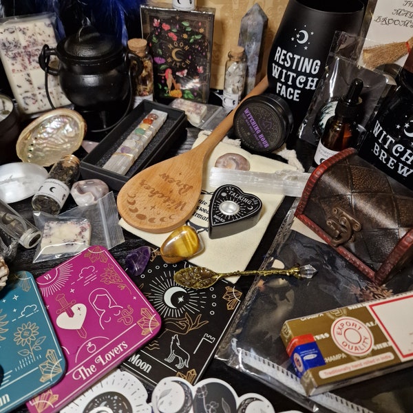 Boîte mystère sorcières | Boîte sorcière mystérieuse | Boîte mystère sorcellerie | Boîte mystère sur le thème des sorcières | Cadeau | Fourniture de sorcellerie