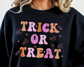 Trick or Treat SVG, Trick or Treat Bag, Halloween Treat Bag Svg, Halloween Svg, Halloween Shirt, Halloween Sublination, Pastel Halloween Png