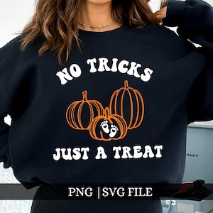 Halloween Maternity Svg, Halloween Pregnancy Announcement Svg, No Tricks Just A Treat Svg, Pregnant Women Costume Png, Mommy to Be Svg Png