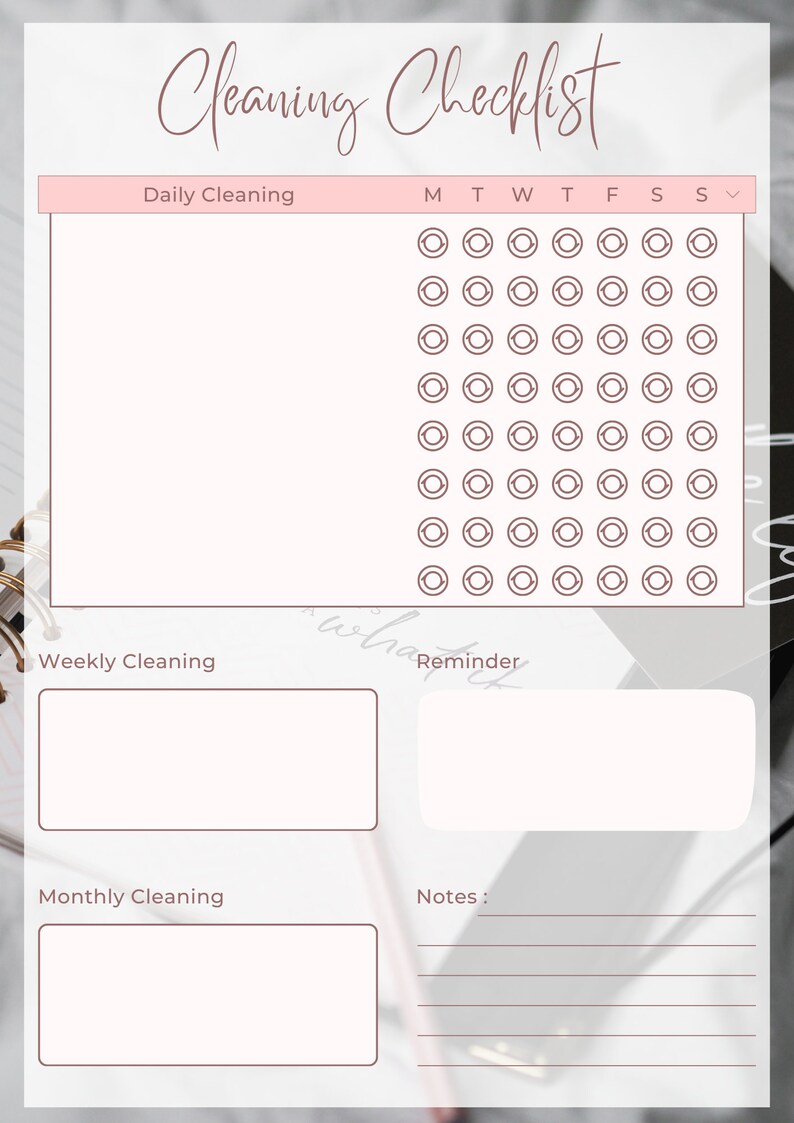 Cleaning Checklist Planner, Printable Home Cleaning Planner, Editable